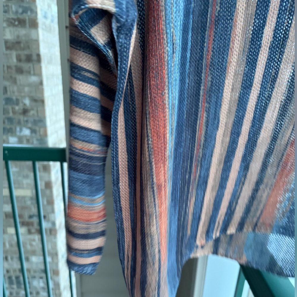 🆕 M Collection Made in Italy Striped Knit Top Blue Orange Mesh Size M Casual - Picture 7 of 17
